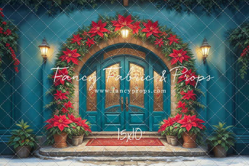 Cheerful Poinsettia Entryway - With Sweep Option