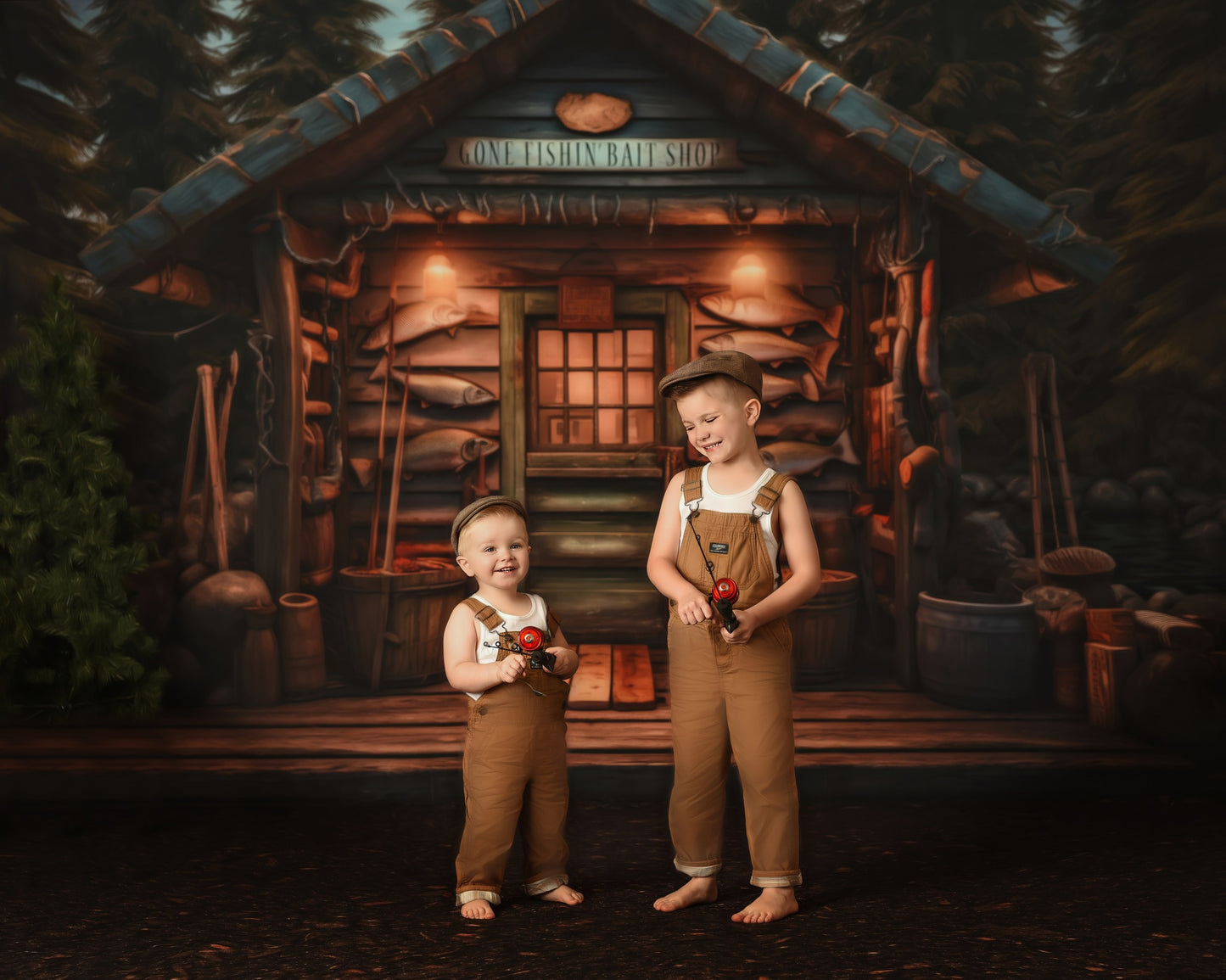 Gone Fishin Bait Shop - Dirt Floor - 2pc Set