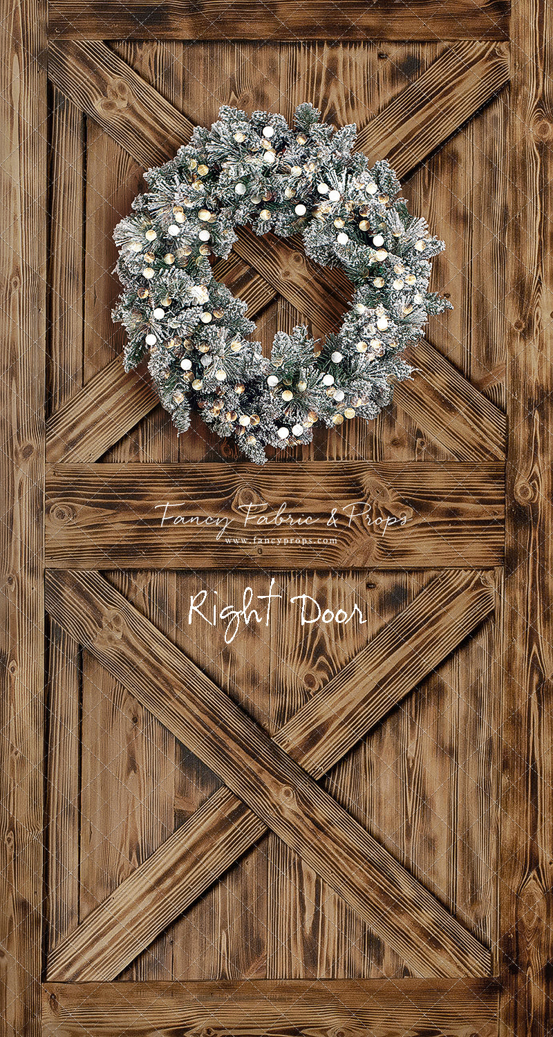 Burned Barn Door With Wreath - Slimline Drop For OG Fancy Lite System - Slimline Panels