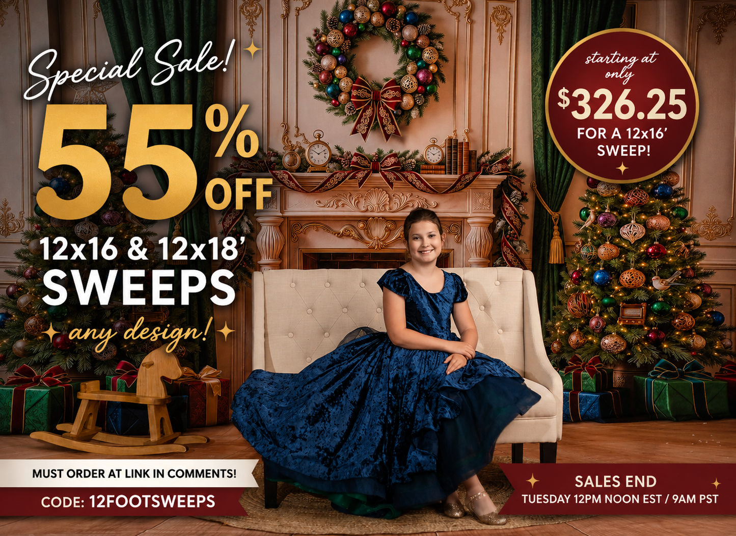 Special Sale: 55% off 12x16' & 12x18' Sweeps- CODE: 12FOOTSWEEPS