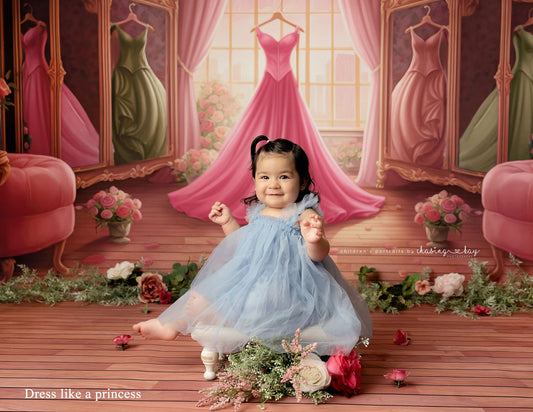 Dress Like A Princess - Pink Dress/Pink Curtains - With Sweep Option