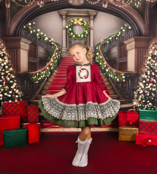 Grand Holiday Staircase - Red Carpet - with Sweep Option