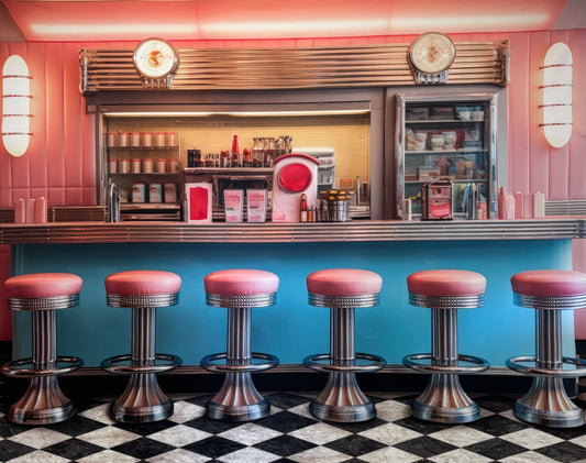 RTS Rockin Retro Pastel Diner - 10x8' Wrinkle-Free Fabric - Banding - 60% Off