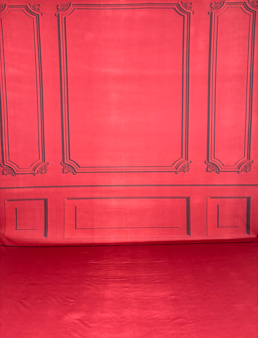 RTS Classic Red Wainscoting Wall - 10x15' Wrinkle-Free Fabric Sweep - Banding - 60% Off
