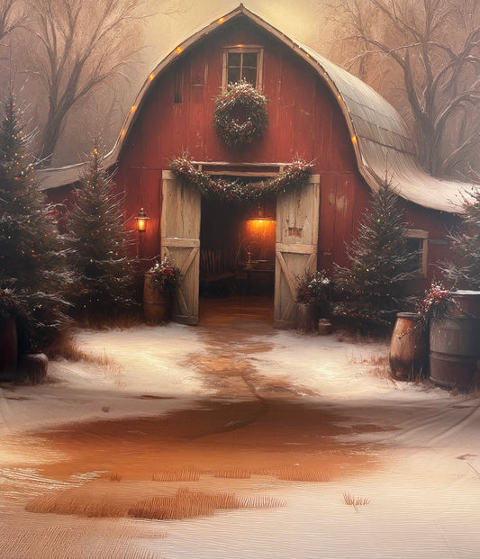 RTS Christmas Barn Glow - 9x14' Sweep - Value Luxe Fabric - Slight Purple Tint On Floor - 60% Off