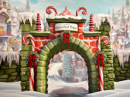 RTS Welcome To Christmas Town - 10x8' Wrinkle-Free Fabric - Banding - 60% Off