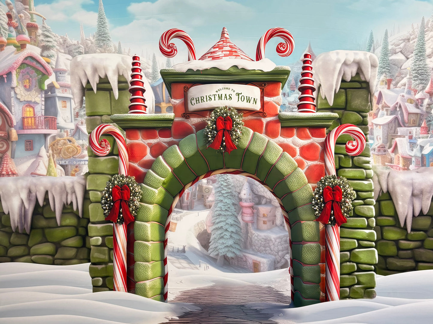 RTS Welcome To Christmas Town - 10x7' Wrinkle-Free Fabric - Banding - 60% Off