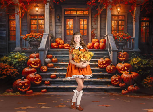 Pumpkin-Lit Porch - With Sweep Option