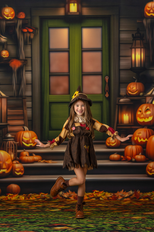 Pumpkin Porch - Green Door - With Sweep Option