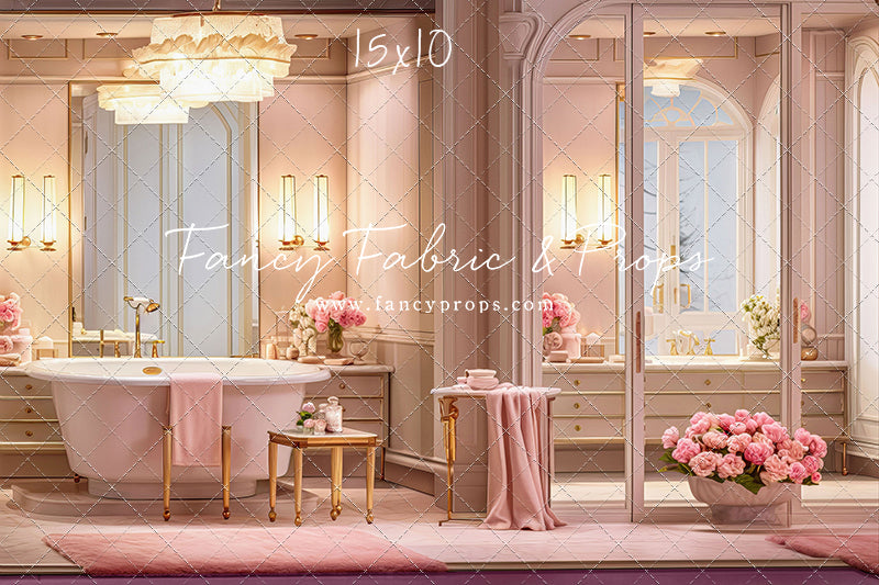 Pretty Powder Room - Pink Floor - With Sweep Option