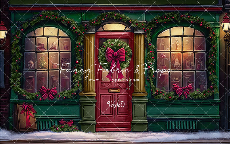 Wintertime Shop - Green Shop With Snow - with Sweep Option