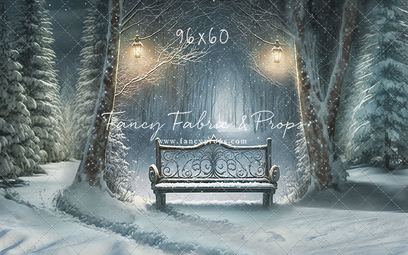 Snowy Bench - No Lights - with Sweep Option