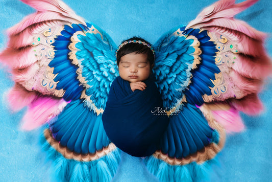 Shimmering Lapis Blue Feathers - Petite