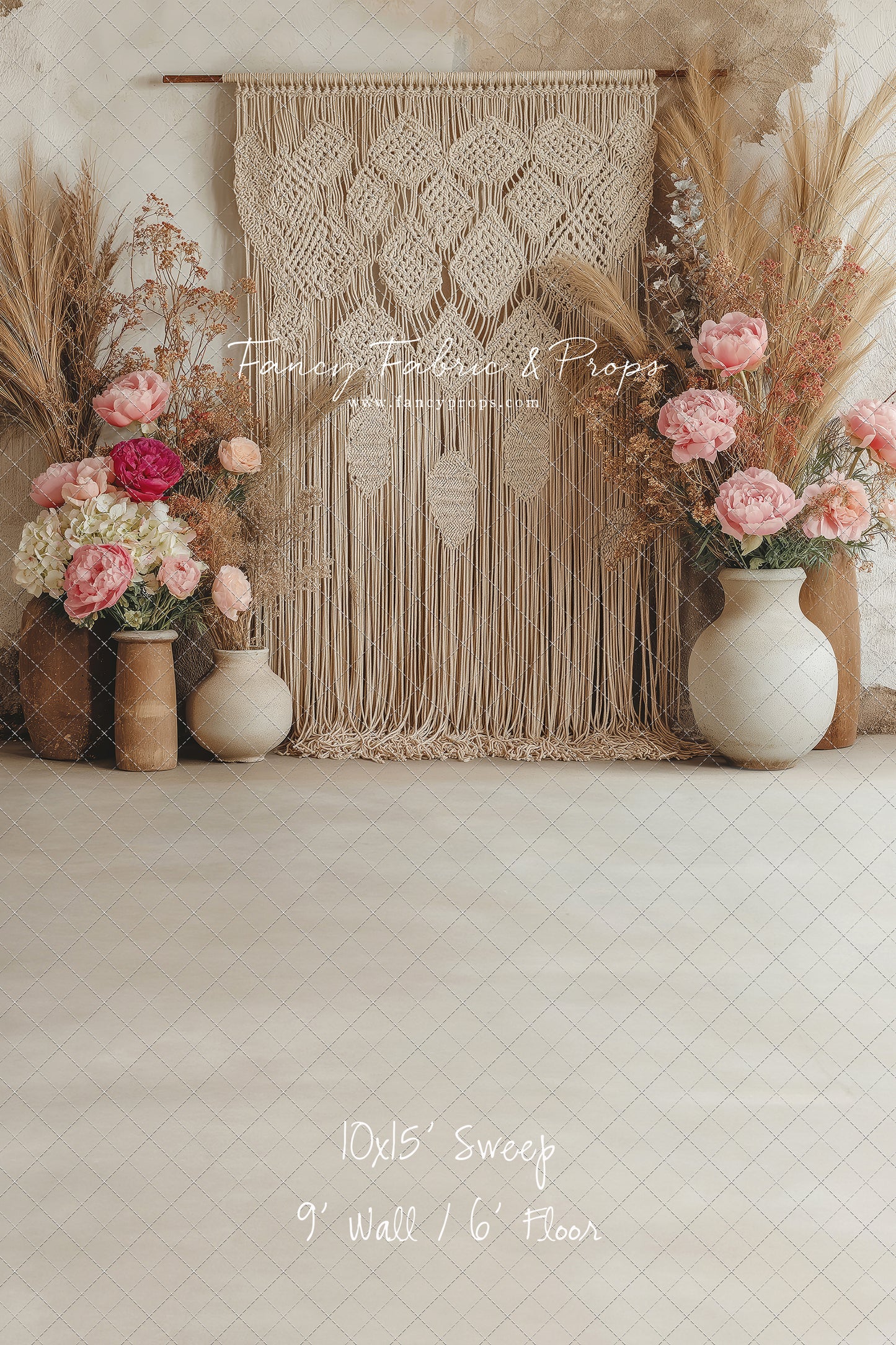 Boho Rose Tapestry - With Sweep Option