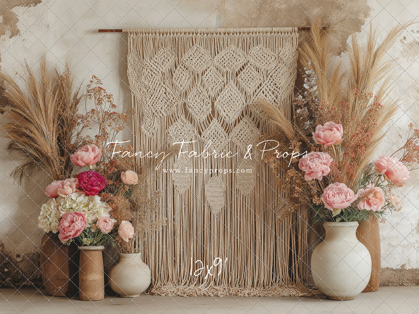 Boho Rose Tapestry - With Sweep Option