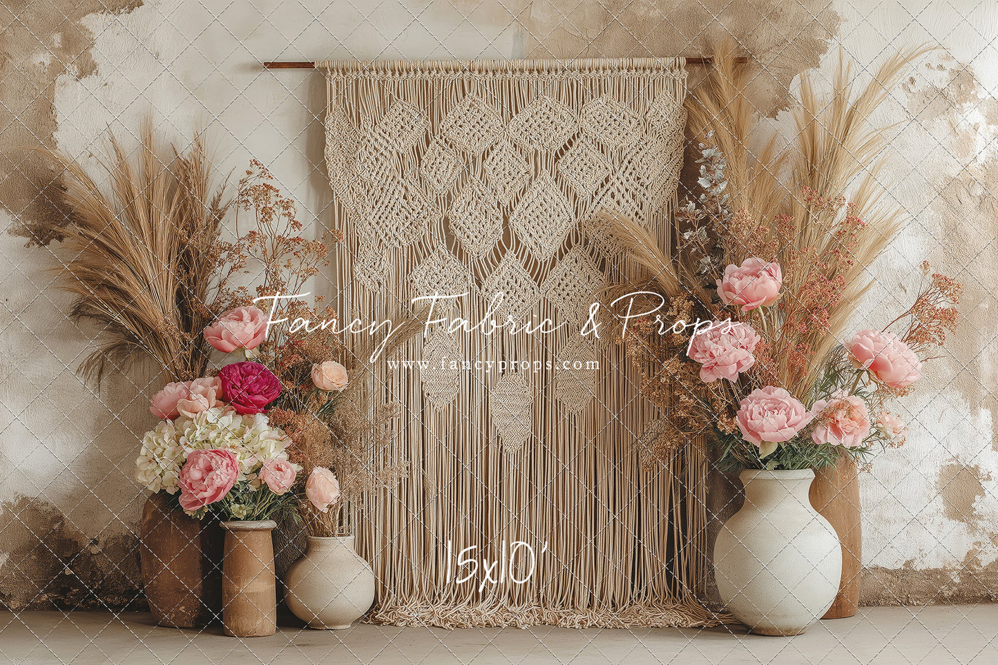 Boho Rose Tapestry - With Sweep Option