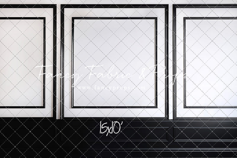 Classy Black & White Wainscoting - Black Floor - With Sweep Option