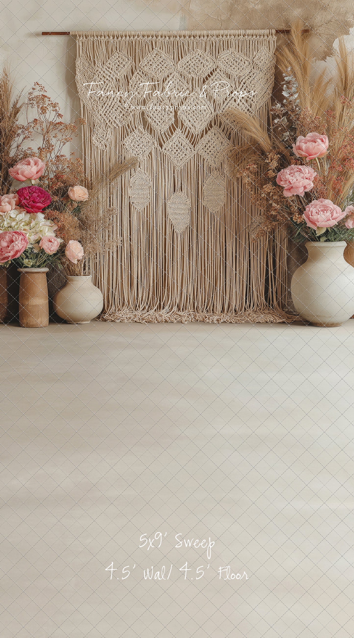 Boho Rose Tapestry - With Sweep Option