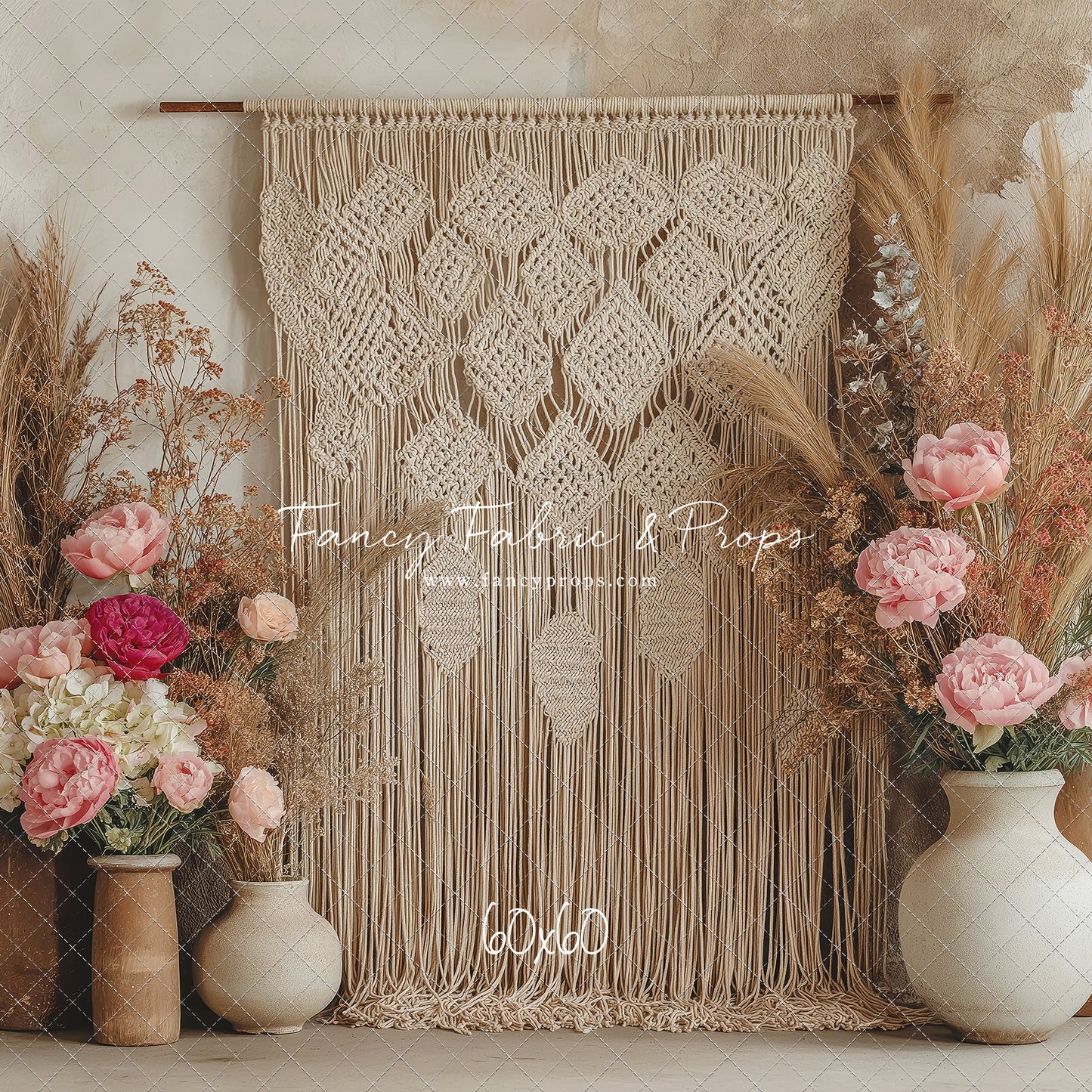 Boho Rose Tapestry - With Sweep Option