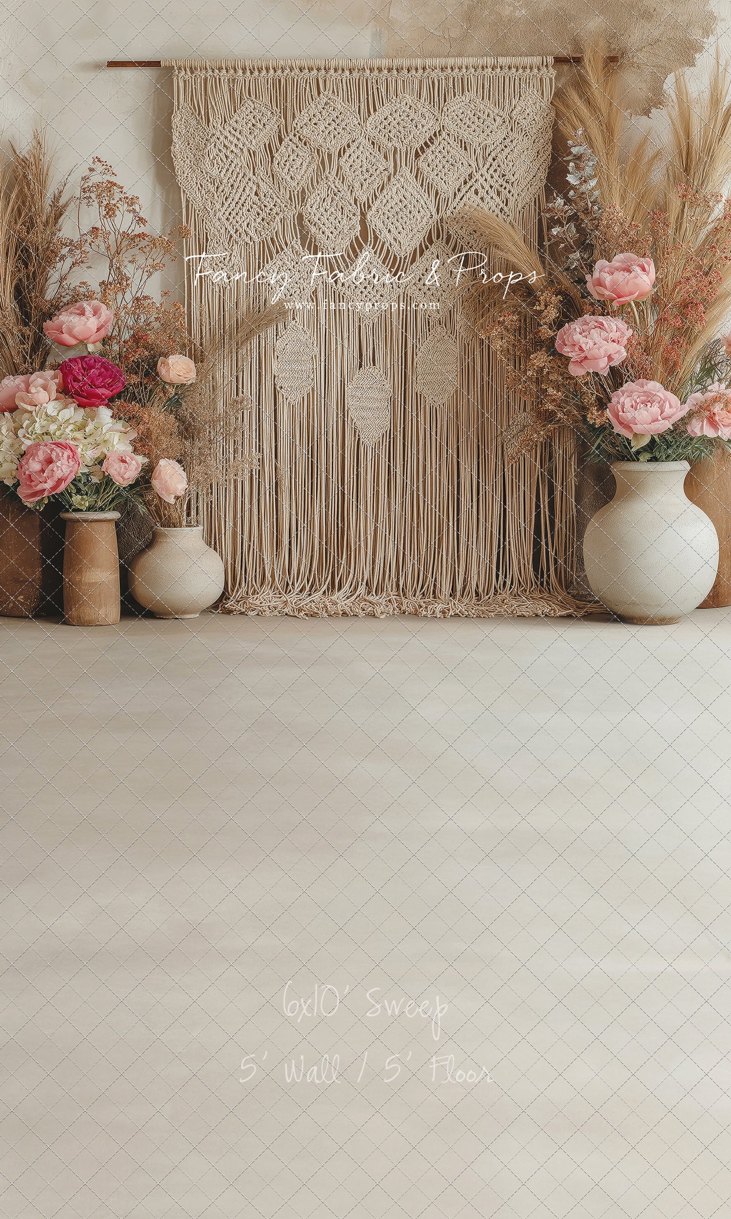 Boho Rose Tapestry - With Sweep Option