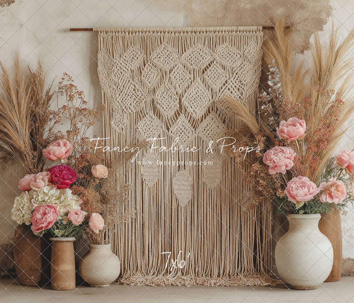 Boho Rose Tapestry - With Sweep Option