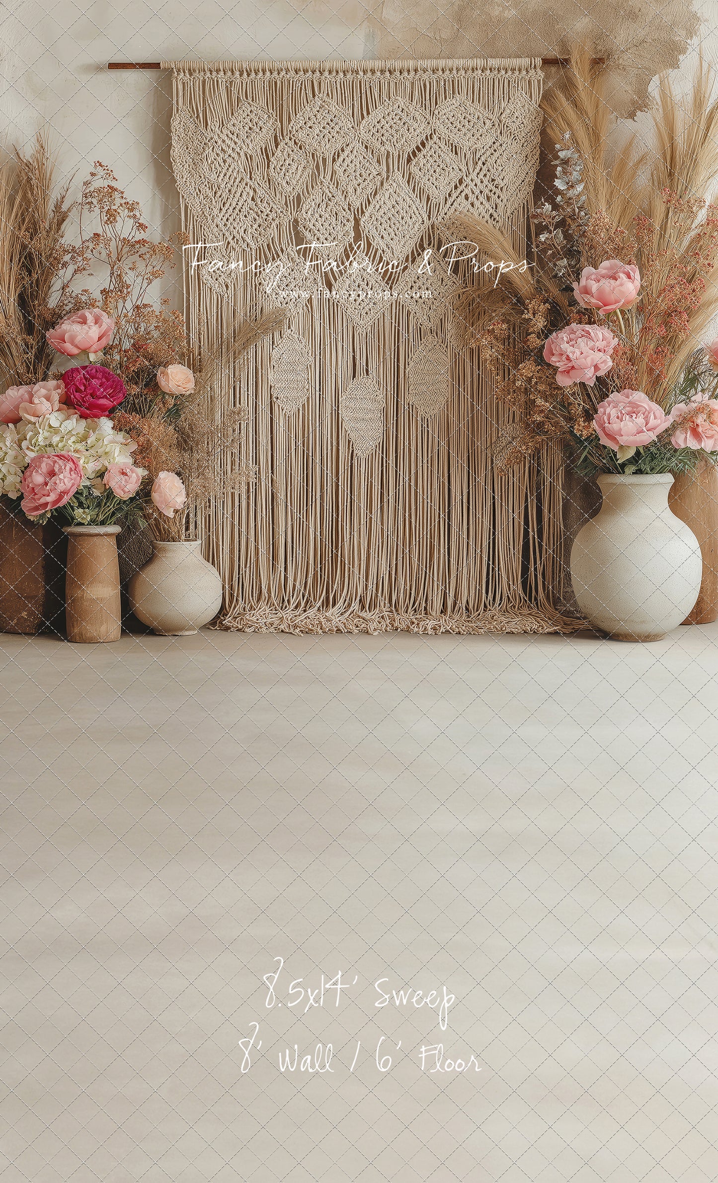 Boho Rose Tapestry - With Sweep Option