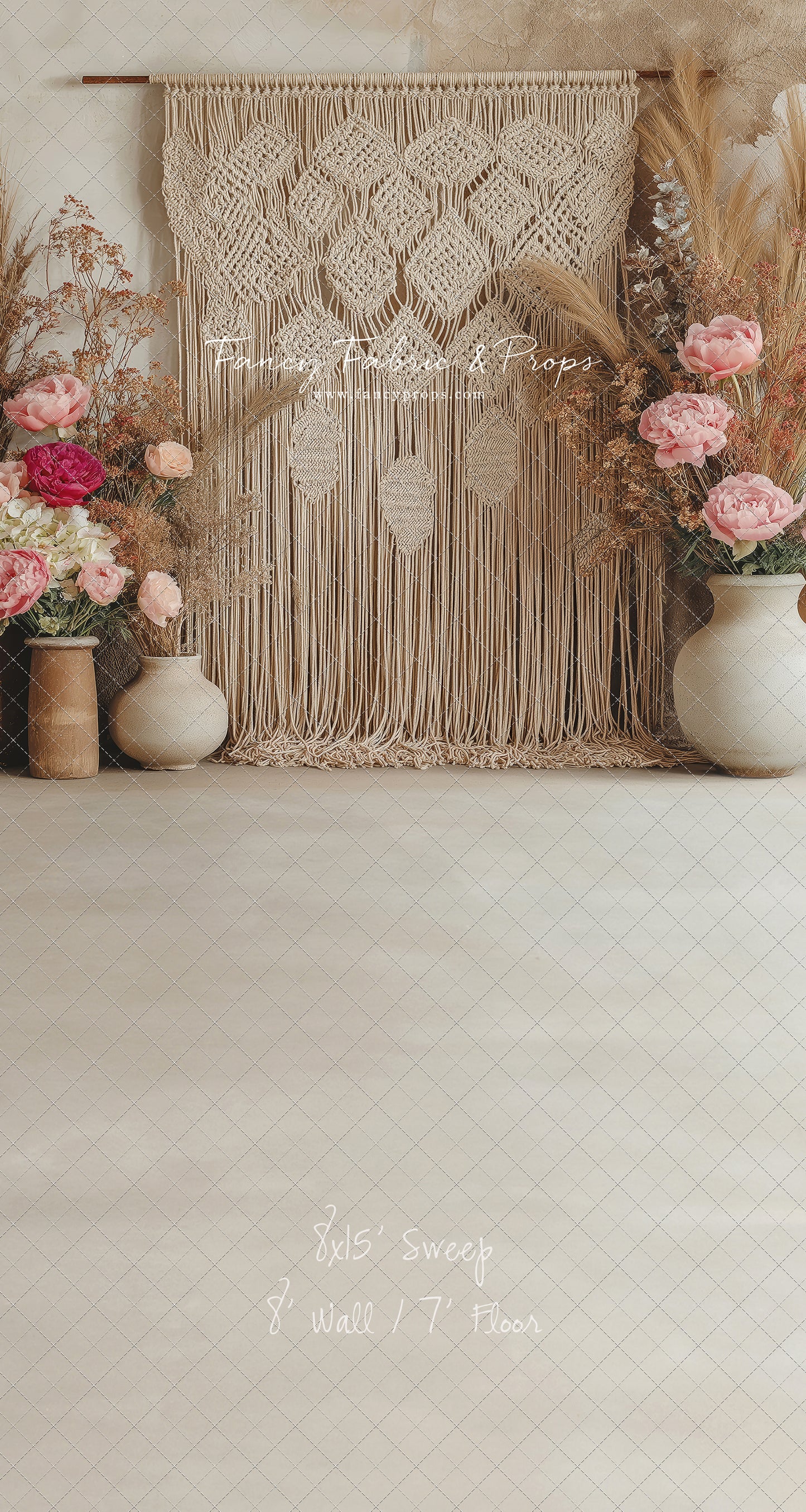 Boho Rose Tapestry - With Sweep Option