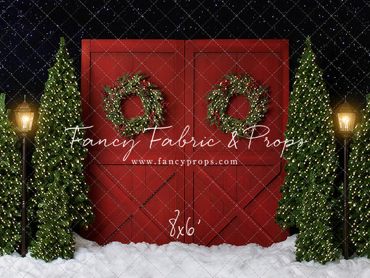 Fancy Red Barn Doors 2pc Mini Room