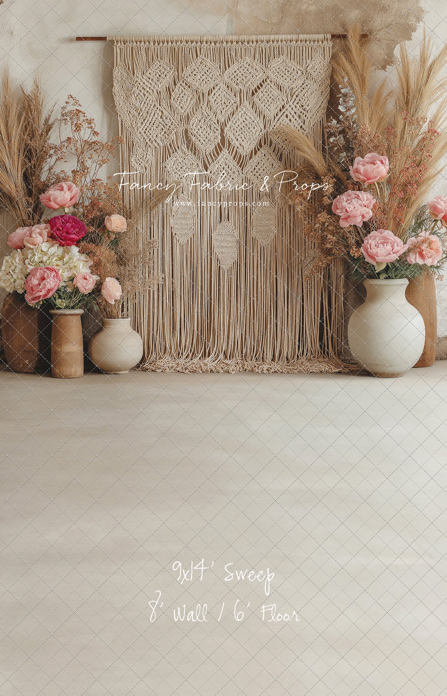Boho Rose Tapestry - With Sweep Option