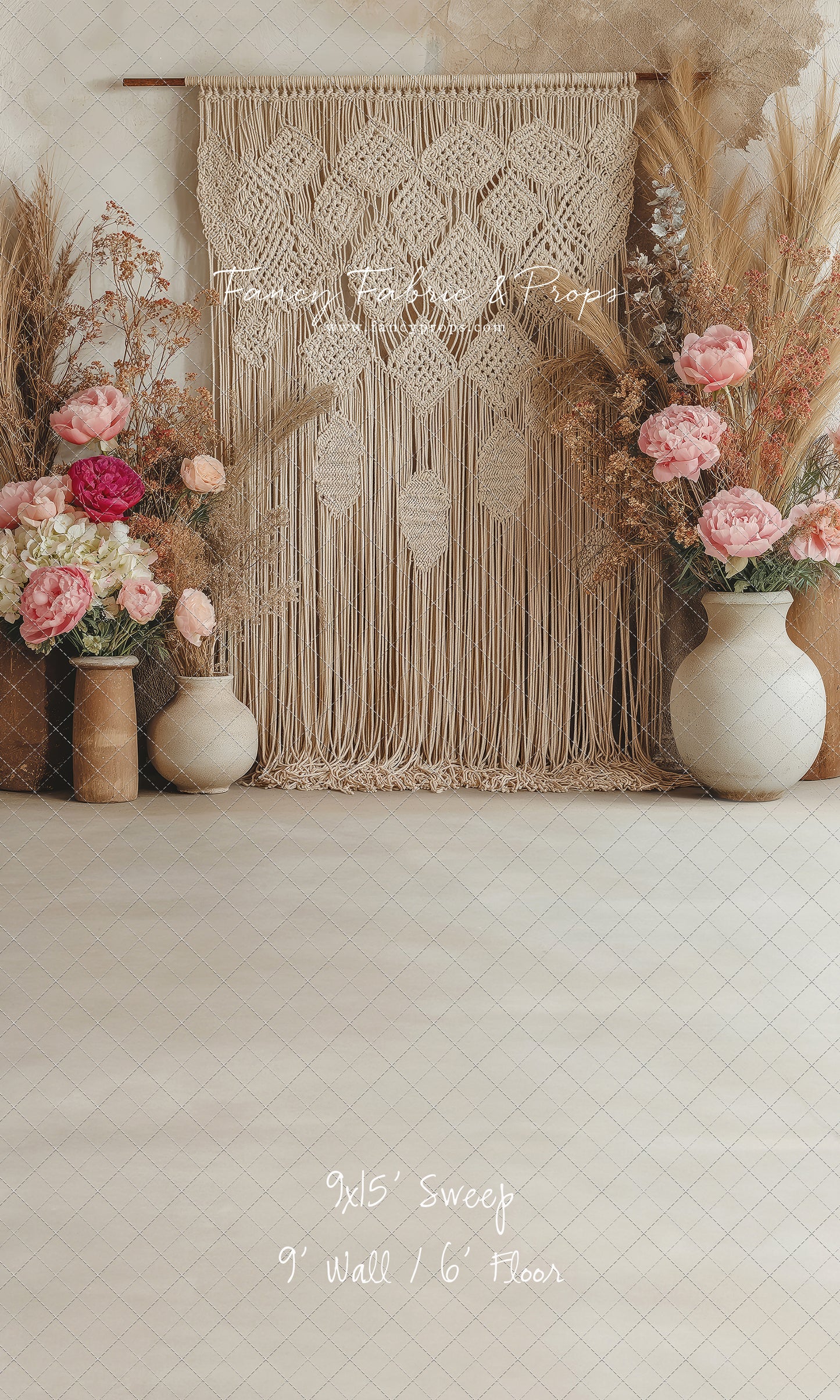 Boho Rose Tapestry - With Sweep Option