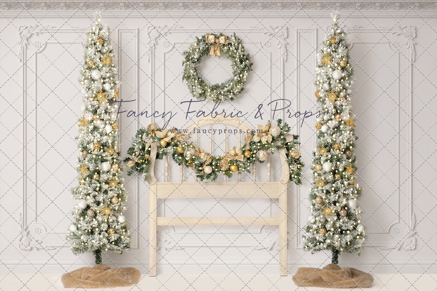 RTS Elegant Gold Headboard - 12x8' Wrinkle-Free Fabric - Pink Tint/Bad Cut - 60% Off