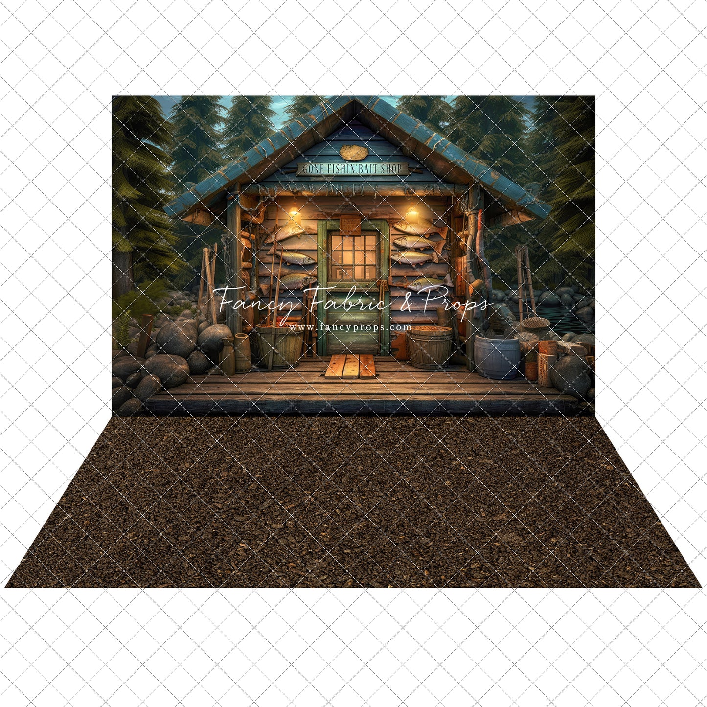 Gone Fishin Bait Shop - Dirt Floor - 2pc Set