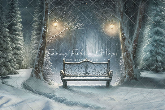 Snowy Bench - No Lights - with Sweep Option