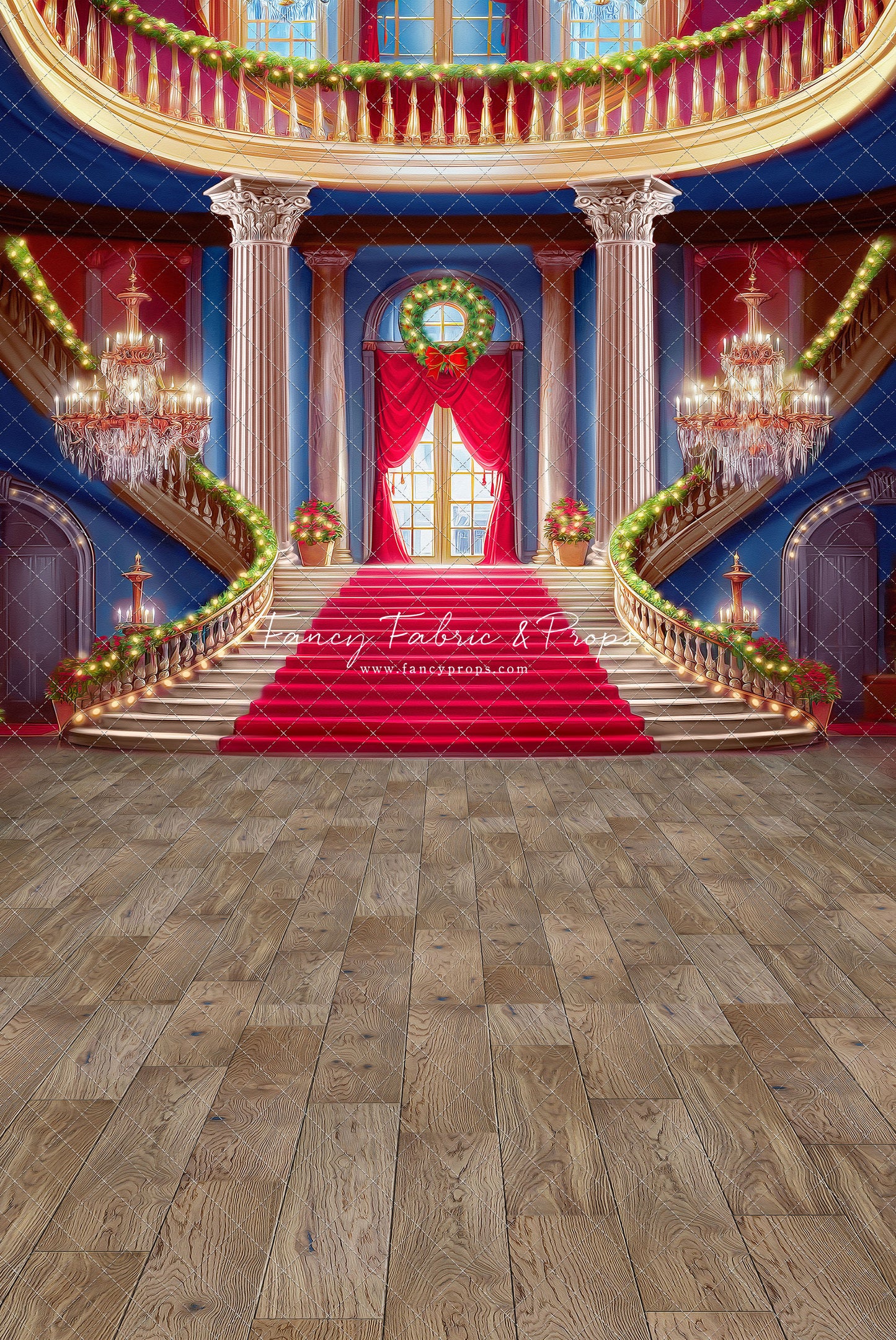 Belle's Royal Staircase -Wood Floor with Lights - With Sweep Option