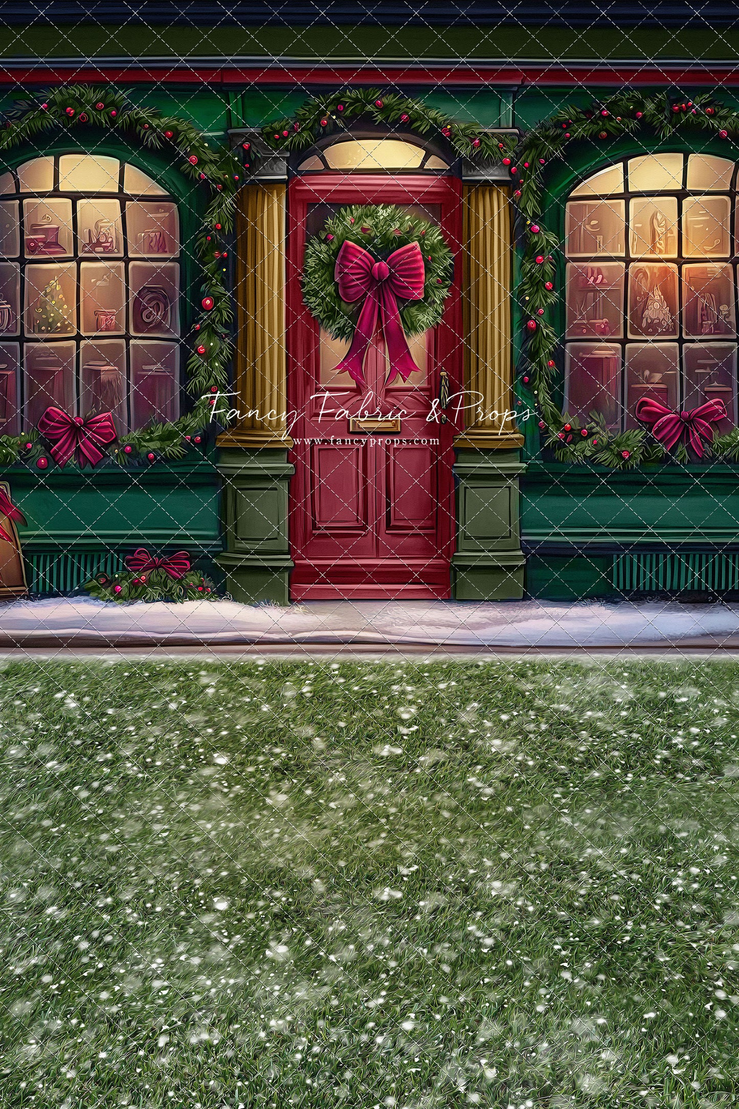 Wintertime Shop - Green Shop With Grass - with Sweep Option