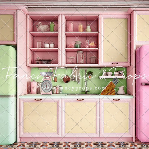 Midge's Kitchenette - Tile Floor Option - With Pink Fridge Sweep Option