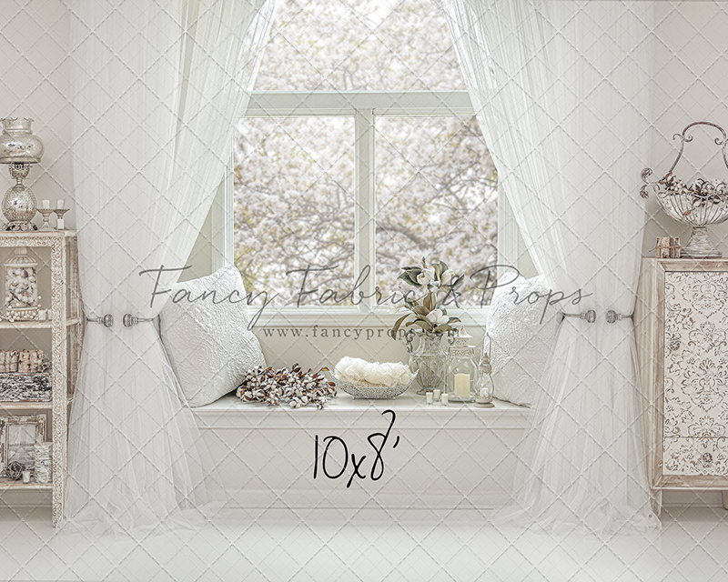 RTS White Holiday - 10x8' Wrinkle-Free Fabric - Banding - 60% Off