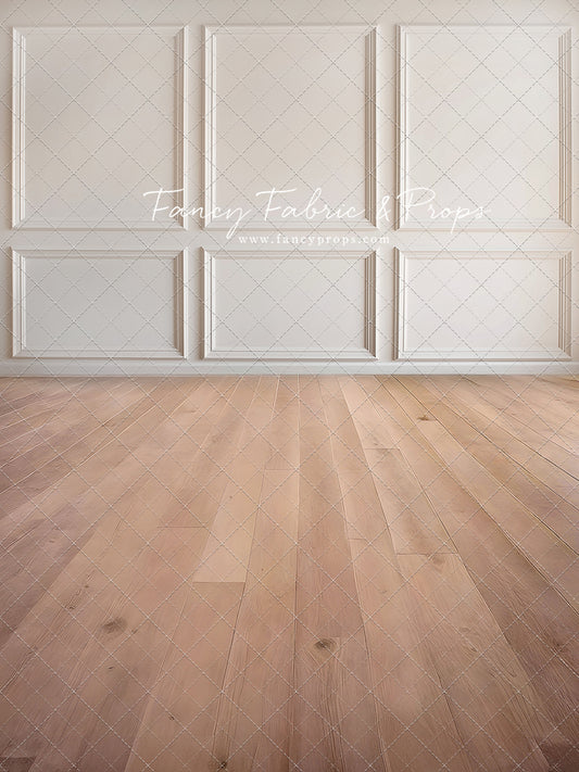 Simple Ivory Panel Wall - With Light Pine Floor Sweep Option