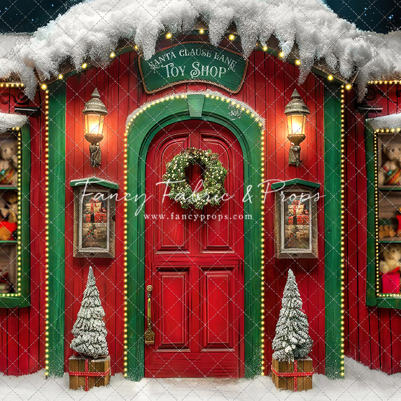 Santa Claus Lane Toy Shop with Sweep Option Fancy Fabric & Props