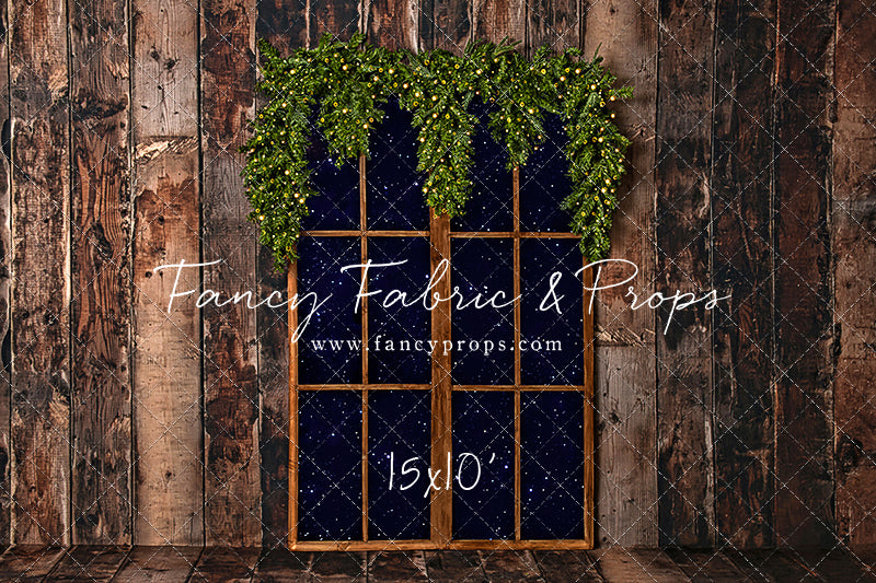 Rustic Winter Garland Window