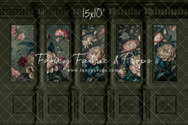 Moody Olive Wainscoting Wall - With Sweep Option