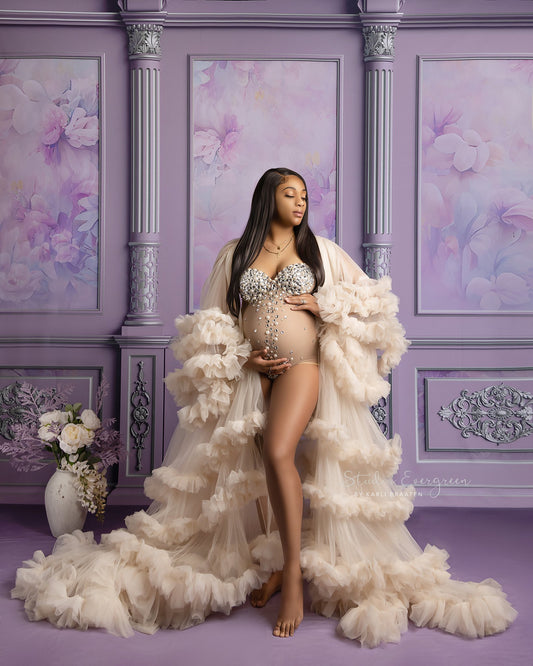 Violet Floral Victorian Wall - With Sweep Option