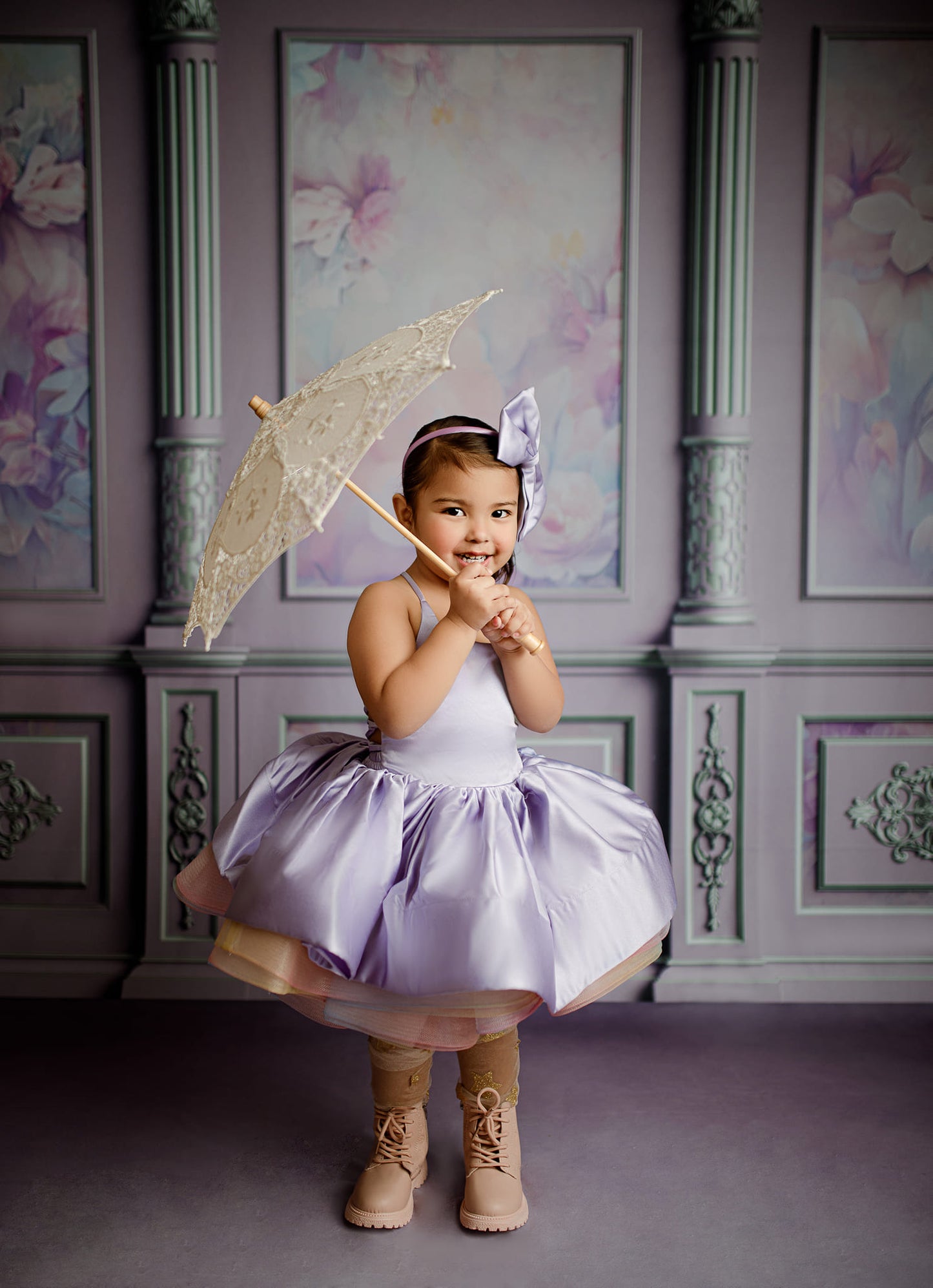 Violet Floral Victorian Wall - With Sweep Option