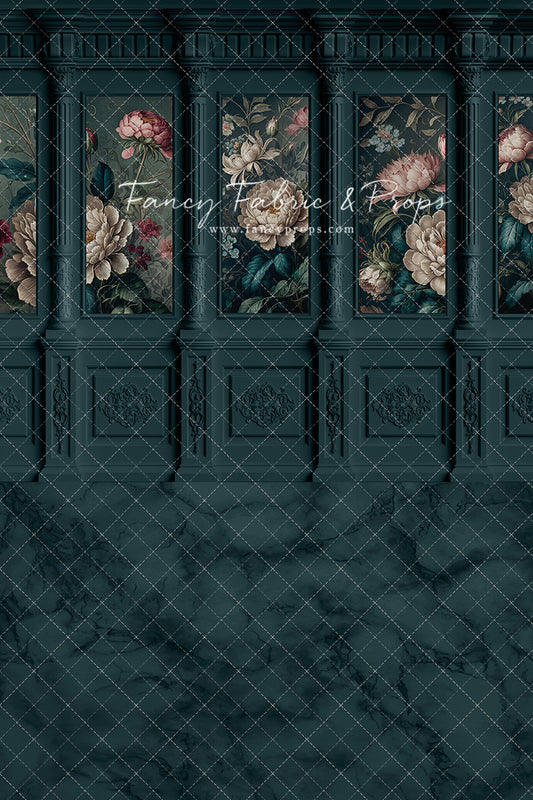 Moody Teal Wainscoting Wall - With Sweep Option