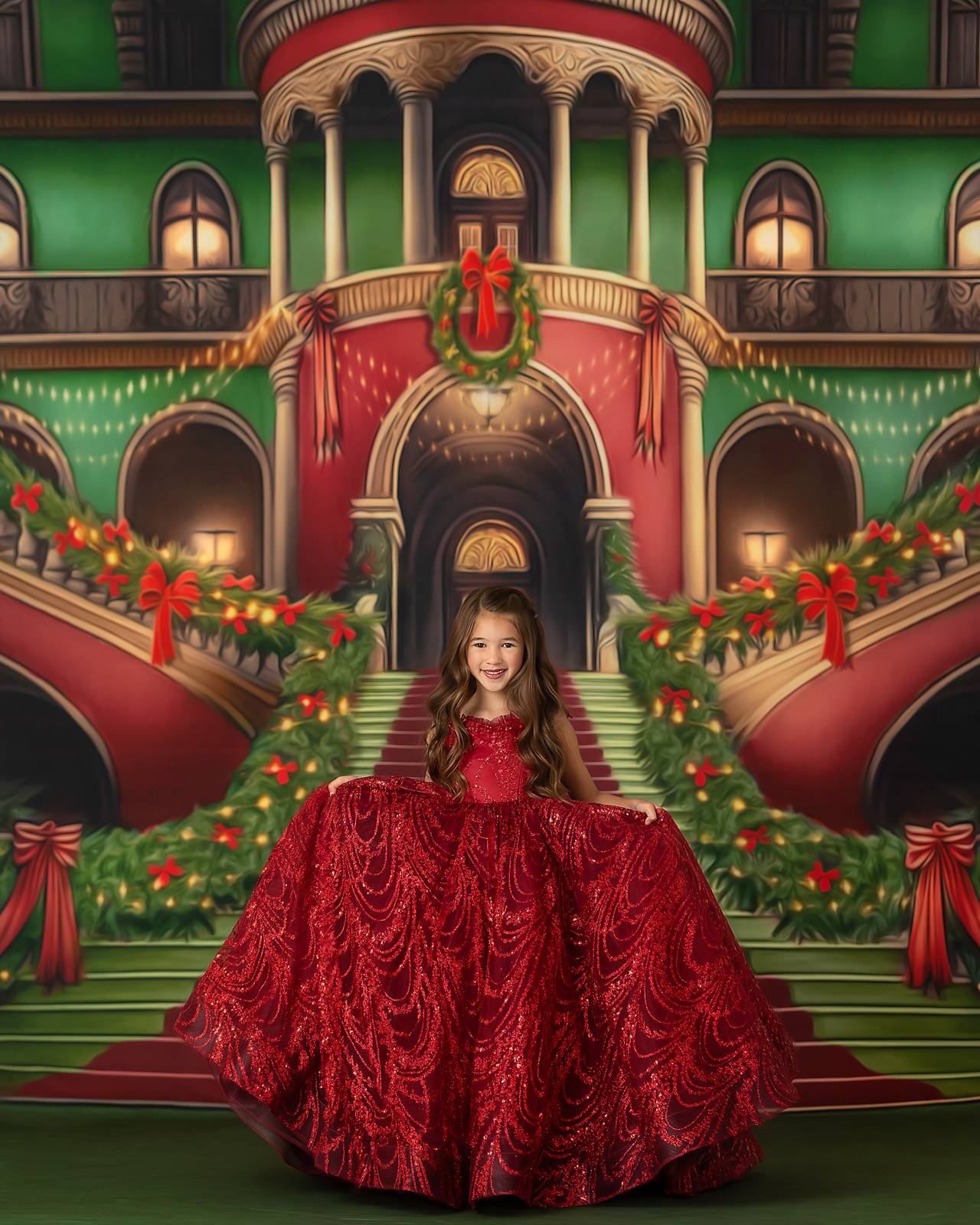 Merry Mansion- Green Rug - with Sweep Option