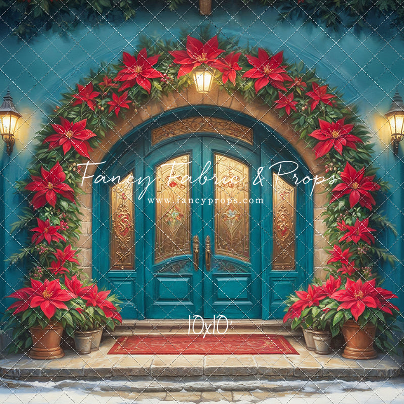 Cheerful Poinsettia Entryway - With Sweep Option