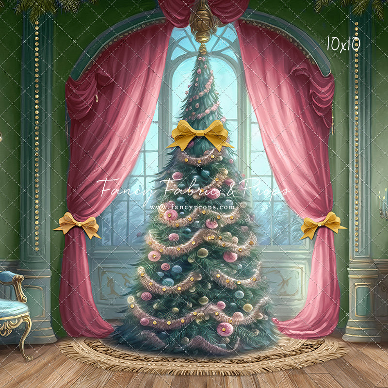 Christmas Wishes - Green With Wood Floor - with Sweep Option