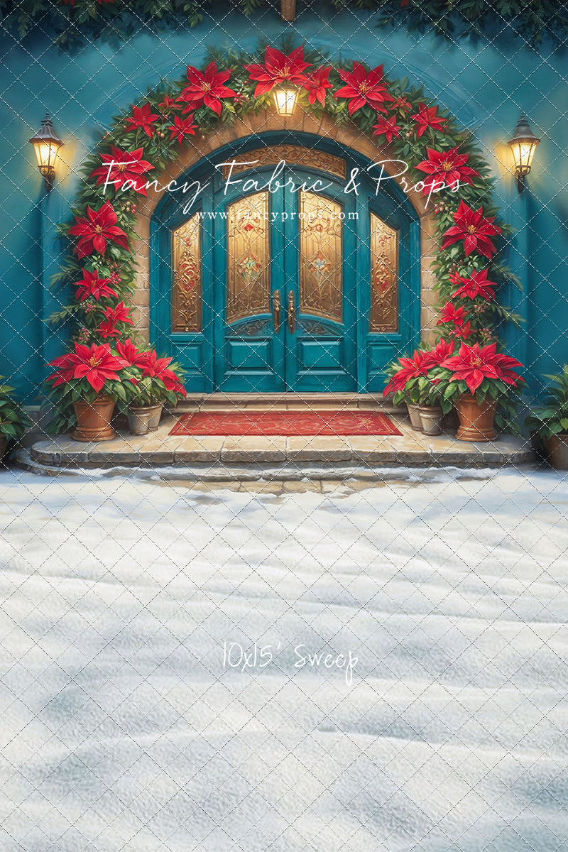 Cheerful Poinsettia Entryway - With Sweep Option