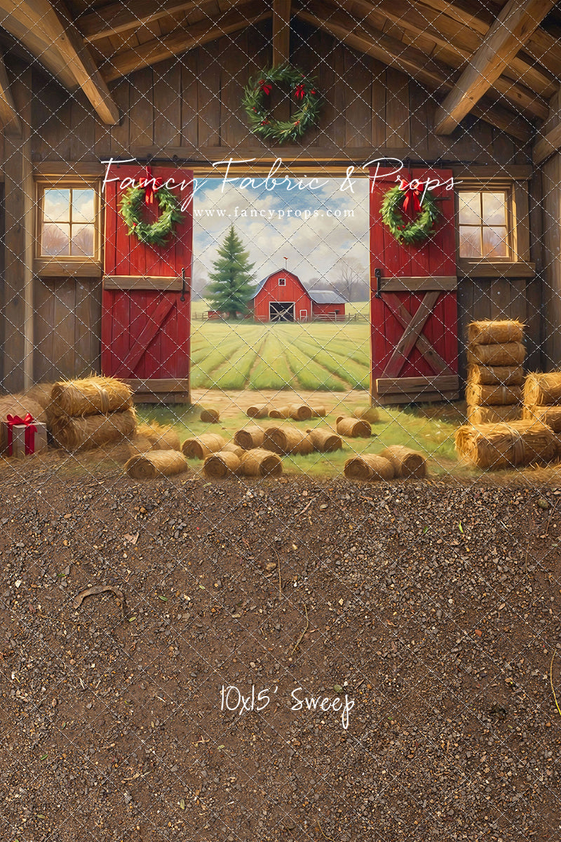 Red Barn Yuletide - Dirt Floor - with Sweep Option