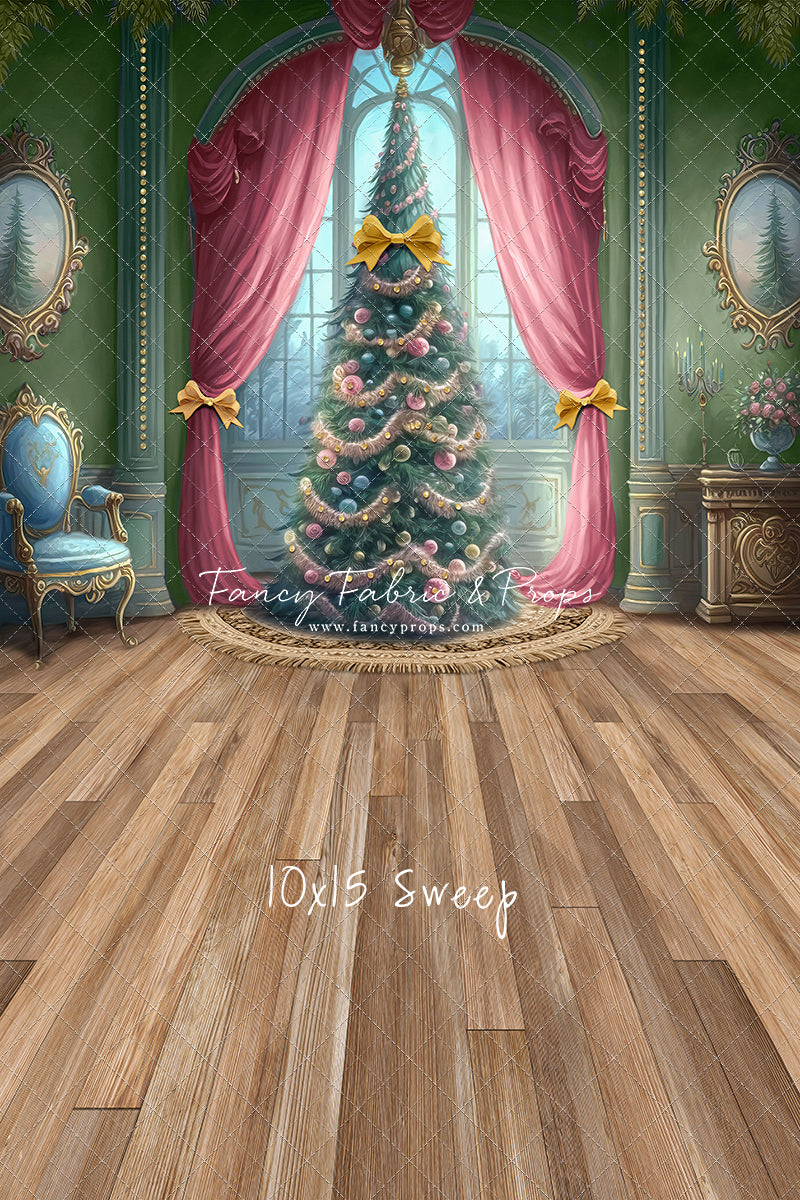 Christmas Wishes - Green With Wood Floor - with Sweep Option